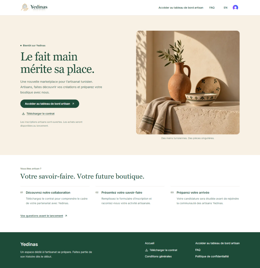 Yedinas - plateforme digitale de l'artisanat tunisien